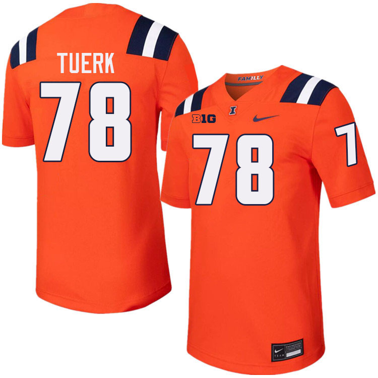 Men #78 Eddie Tuerk Illinois Fighting Illini College Football Jerseys Stitched-Orange